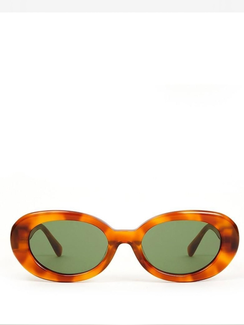 New! Clare V. Tortoiseshell Oval Sunglasses with Green Lenses
